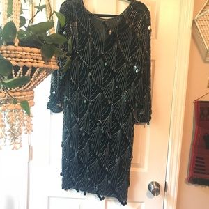 Vintage Sheer Beaded Formal Dress